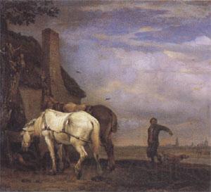 POTTER, Paulus Two Drafthorses in Front of a Cottage (mk05) Spain oil painting art